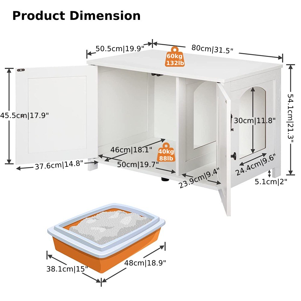 Cat Litter Box Furniture, Greige: image 10