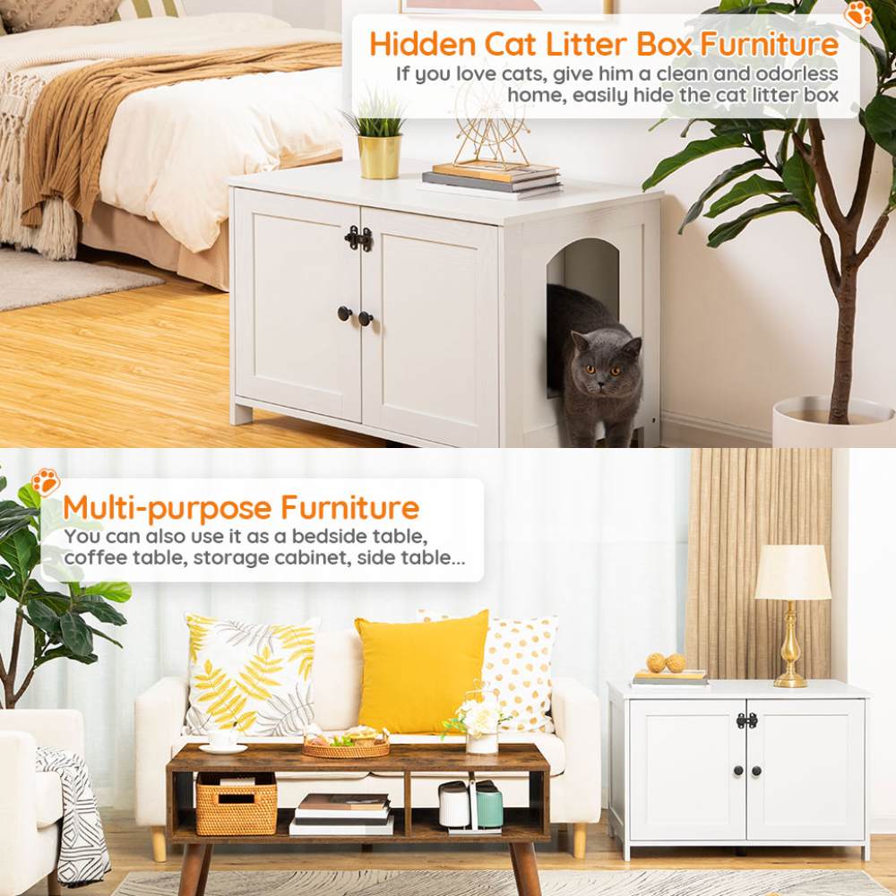Cat Litter Box Furniture, Greige: image 12