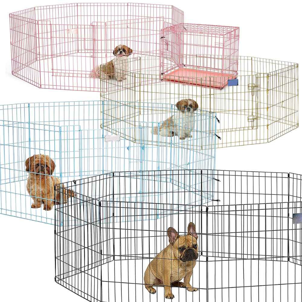Metal Dog Exercise Pen, Gold Zinc With Door: image 2