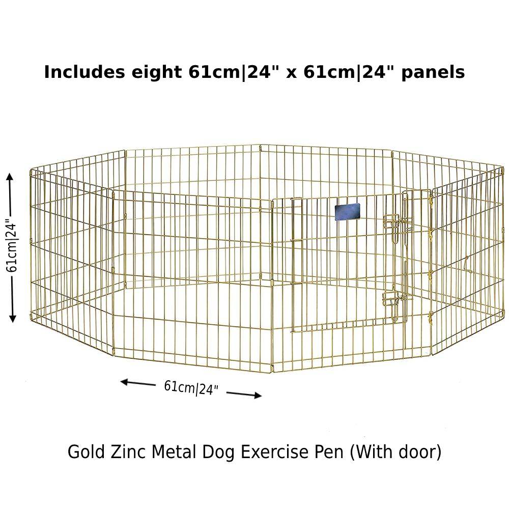 Metal Dog Exercise Pen, Gold Zinc With Door: image 7