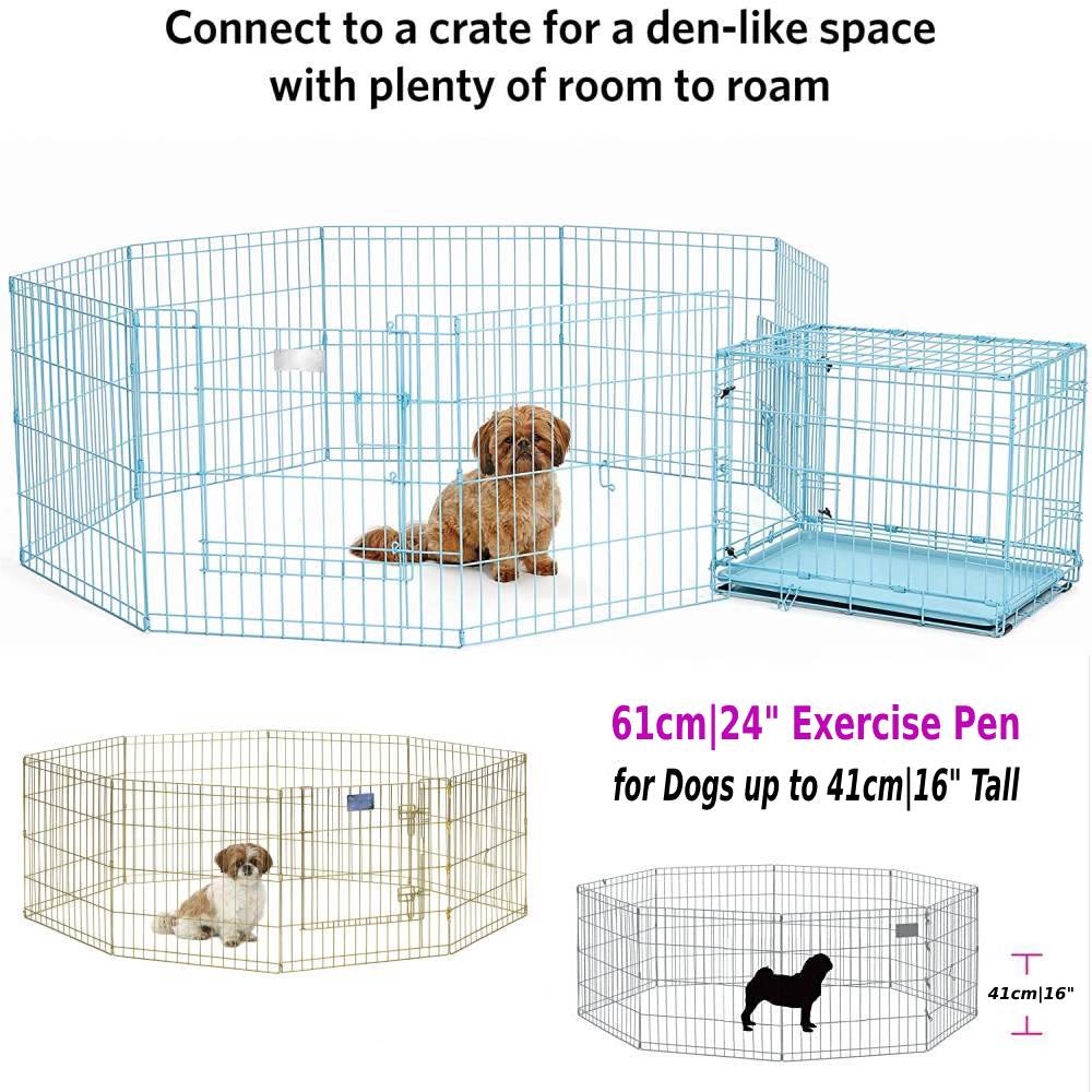 Metal Dog Exercise Pen, Gold Zinc With Door: image 9